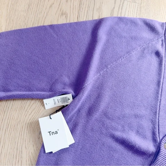 TNA Lavender Purple V-Neck Button Cardigan - Picture 4 of 5